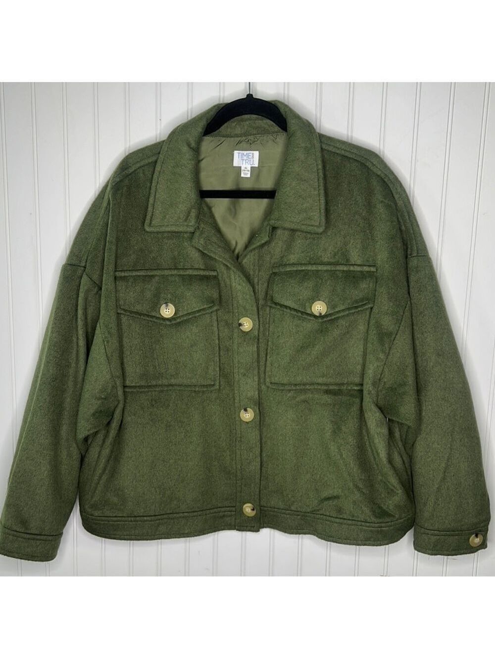 Green Button Up Shirt Jacket Size 16-18